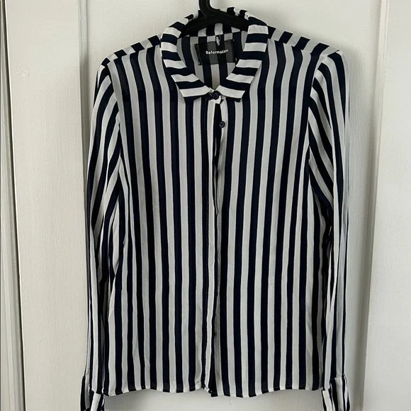 Reformation Navy and White Striped Top - Picture 1 of 4